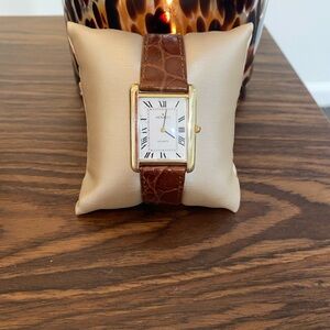 Movado 14k Gold and Brown Leather Watch